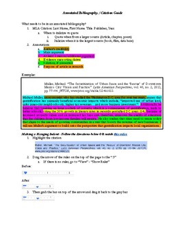 Preview of Annotated Bibliography - Color Coded