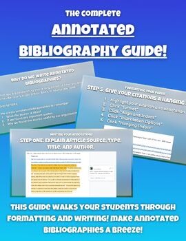 Preview of Annotated Bibliography Guide, Notes - Format and Write Bibs with Ease!