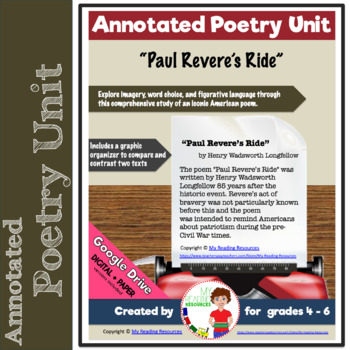 Preview of Annotated Poetry Unit: "Paul Revere's Ride" by Longfellow (Print + DIGITAL)