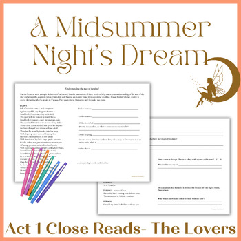 Preview of A Midsummer Night's Dream-  Act 1 Scene 1 Close Reading | Annotating Packet