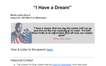 Preview of Annotating & Analyzing "I Have a Dream" by Martin Luther King Jr