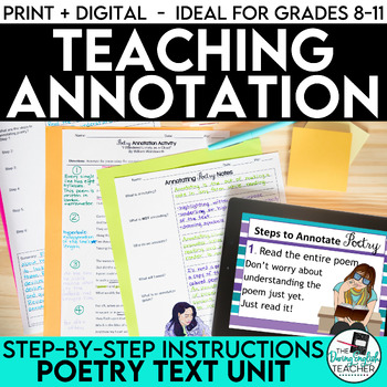 Preview of Annotating Poetry - teach students to annotate & read poetry - PRINT + DIGITAL