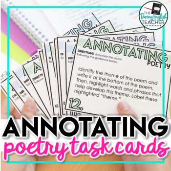 Preview of Annotating Poetry Task Cards (works with any poem)
