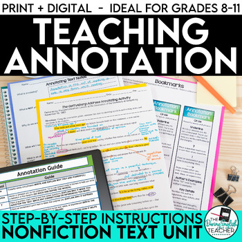 Preview of Annotating Text - teaching students to annotate nonfiction - PRINT + DIGITAL