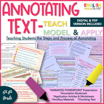 Preview of Annotating Text, Teaching Students to Annotate {PDF & DIGITAL}