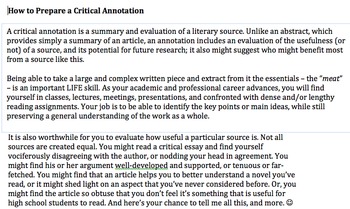 Preview of Annotating a Critical Article