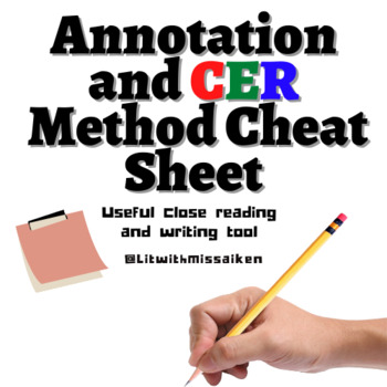Preview of Annotation + CER Method Cheat Sheet | Writing Resource