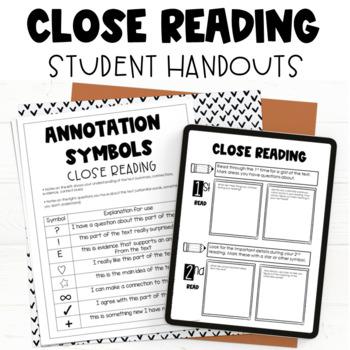 Preview of Close Reading Annotation Student Handouts