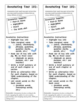 Annotation Guide- Bookmarks (Common Core Skill) by Reed's Reads