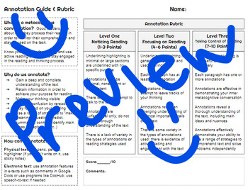 Preview of Annotation Guide & Rubric