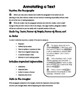 annotation handout for high school students