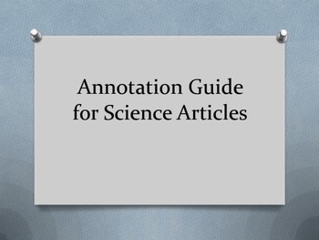 Preview of Annotation Guide for Science Reading