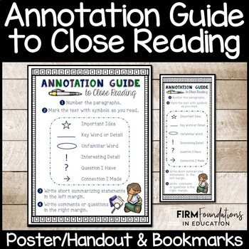 Preview of Annotation Guide to Close Reading | Close Reading Bookmark & Poster