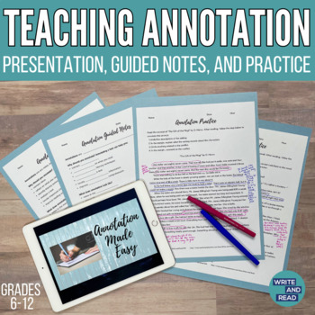 Preview of Annotation Unit - Presentation, Guided Notes, and Annotation Practice Activities