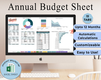 Preview of Annual Budget | Budget Template | Personal Budget | Excel Sheets Budget Annual
