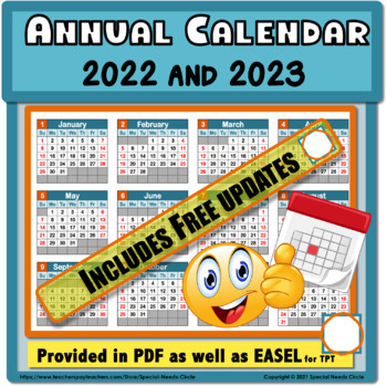 Preview of Annual Calendar for 2022 and 2023 with Month Numbers - FREE Updates