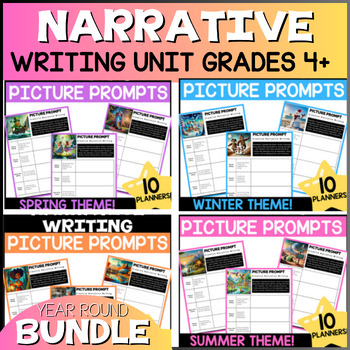 Preview of Annual Narrative Writing Bundle 50 Engaging Picture Prompts for each season!