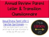 Annual Review Parent Letter and Transition Survey (Editable)