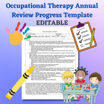 Preview of Annual Review Sample Occupational Therapy Progress Outline Writeup- EDITABLE