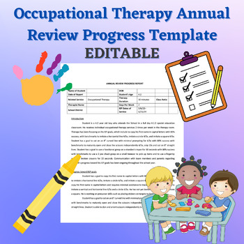 Preview of Annual Review Sample Occupational Therapy Progress Writeup - EDITABLE