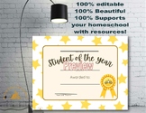 Student of The Year Certificate | Gold Stars