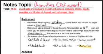 Preview of Annuities Guided Notes KEY