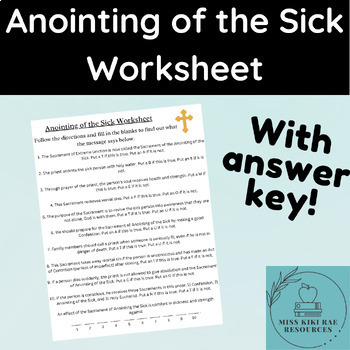 Preview of Anointing of the Sick - Worksheet and Easel Activity