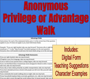Preview of Anonymous Privilege or Advantage Walk: Digital Form