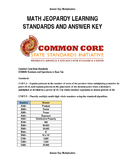 Answer Key & Common Core Standards for Math Jeopardy Game 