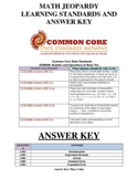 Answer Key & Common Core Standards for Math Jeopardy Game 