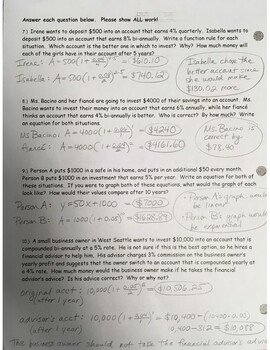 Preview of Answer Key - Compound Interest (page 2)