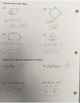 Preview of Answer Key - Multiplication Properties of Exponents (page 2)