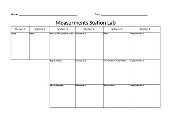 Preview of Answer sheet for my Measurements Stations Lab