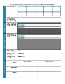 Answer the Questions Lesson Plan Template by Ms Handmade | TpT