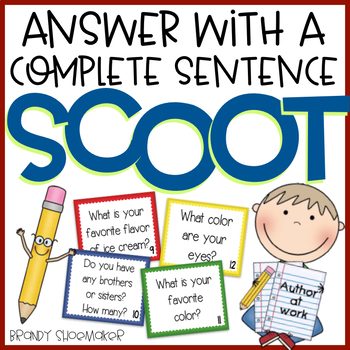 Preview of Answer with a Complete Sentence SCOOT Writing Game