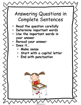 Answering Questions in Complete Sentences by Primary Ideas | TpT