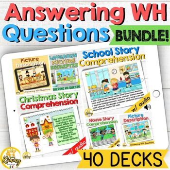 Preview of Answering WH Questions Boom Cards Bundle