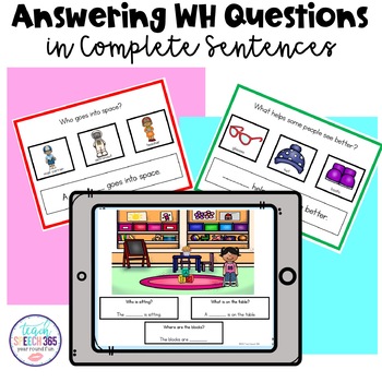 Preview of Answering WH Questions in Complete Sentences for Speech Therapy