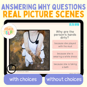 Preview of Answering Why Questions Real Picture Scenes Boom Cards™