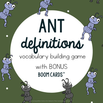 Preview of Ant Picnic Game Board, Definitions, & BOOM™ Cards for Language in Speech Therapy