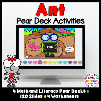 Preview of Ant Themed Math And Literacy Pear Deck Google Slides Add-On Activities