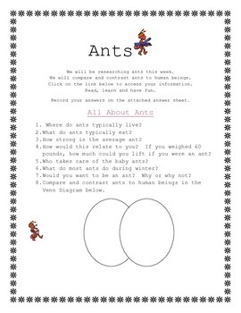 Preview of Ant Webquest