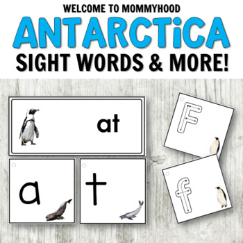 Preview of Antarctica Literacy Centers: Letter Cards, Sight Words, and More!