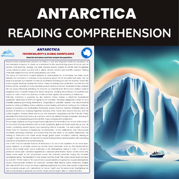 Preview of Antarctica Reading Passage | Geography, Politics and Ozone Depletion
