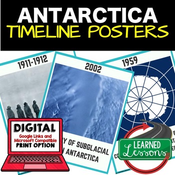Preview of Antarctica Timeline Posters and Activity Pages Print and Google