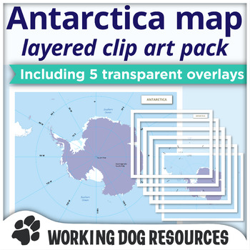 Preview of Antarctica map clip art pack - complete and layered