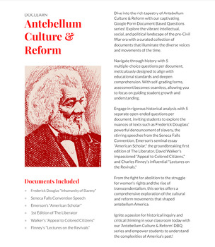 Preview of Antebellum Culture & Reform Bundle DBQ/RLAH: NO PREP, SELF GRADING, US I, APUSH