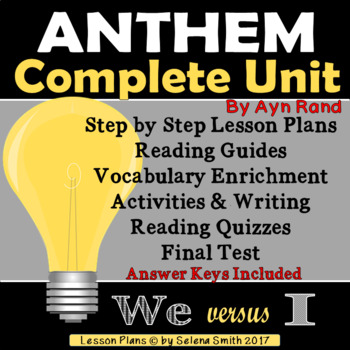 Preview of Anthem Ayn Rand Complete Unit: Reading Guides, Activities, Quizzes, Test, & More