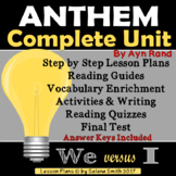 Anthem Ayn Rand Complete Unit: Reading Guides, Activities,