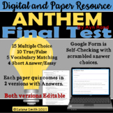 Anthem Final Test Ayn Rand: Editable, Digital & Print